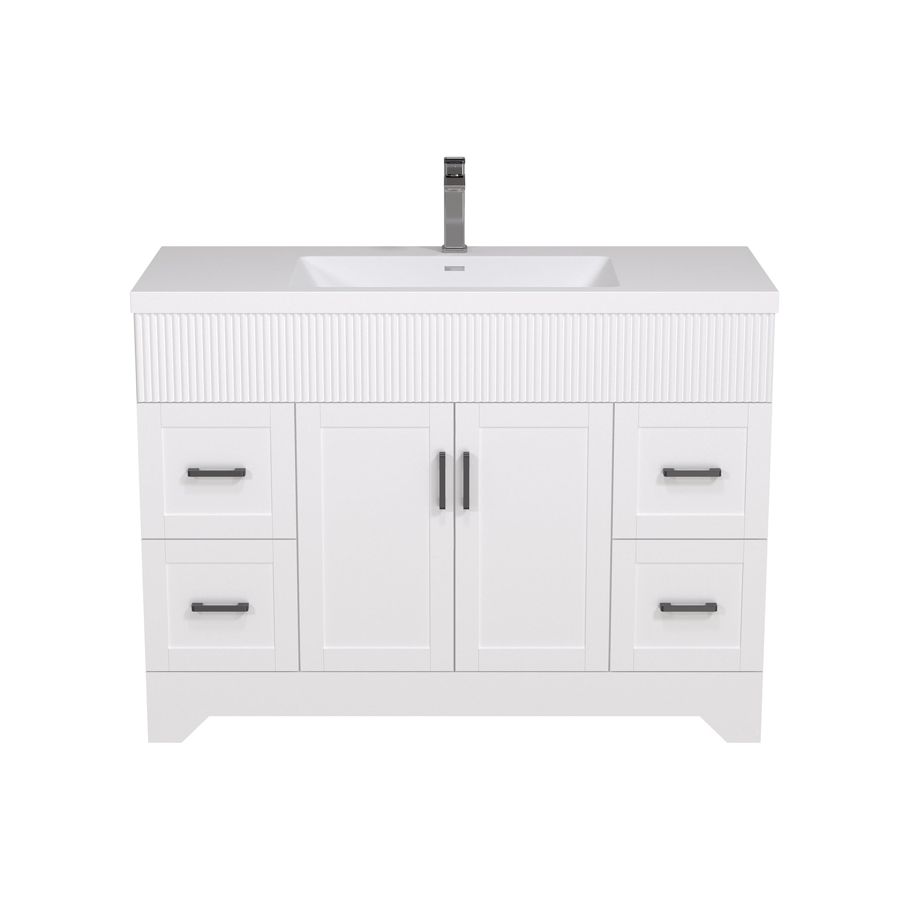 48" Rectangular Integrated SMC Bathroom Sink with Faucet & Drain Kit (Fits eclife Modern-48 & Waterfall-48 Bases)