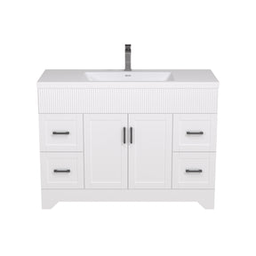 48" Rectangular Integrated SMC Bathroom Sink with Faucet & Drain Kit (Fits eclife Modern-48 & Waterfall-48 Bases)