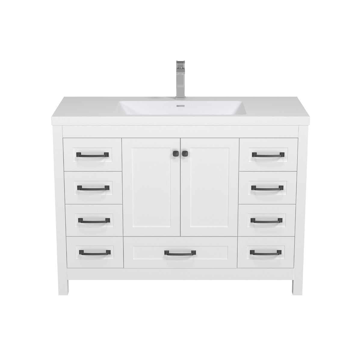 48" Rectangular Integrated SMC Bathroom Sink with Faucet & Drain Kit (Fits eclife Modern-48 & Waterfall-48 Bases)