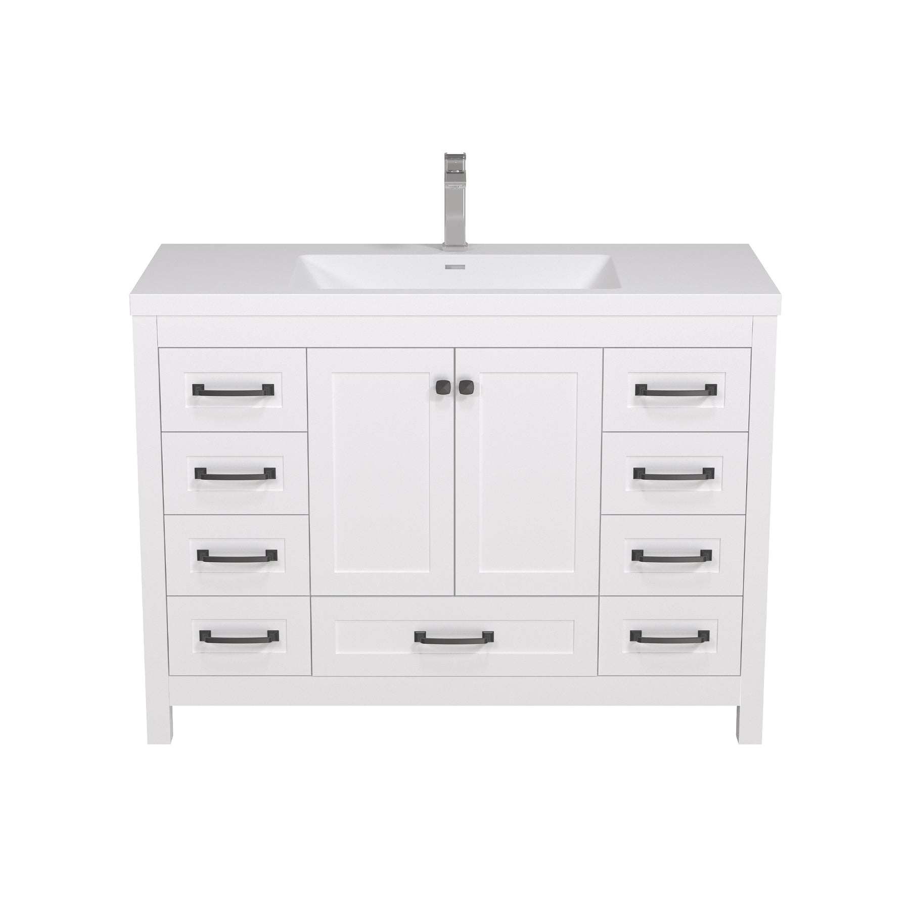 48" Rectangular Integrated SMC Bathroom Sink with Faucet & Drain Kit (Fits eclife Modern-48 & Waterfall-48 Bases)