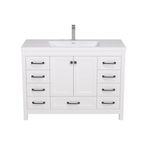 48" Rectangular Integrated SMC Bathroom Sink with Faucet & Drain Kit (Fits eclife Modern-48 & Waterfall-48 Bases)