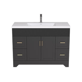 48" Rectangular Integrated SMC Bathroom Sink with Faucet & Drain Kit (Fits eclife Modern-48 & Waterfall-48 Bases)