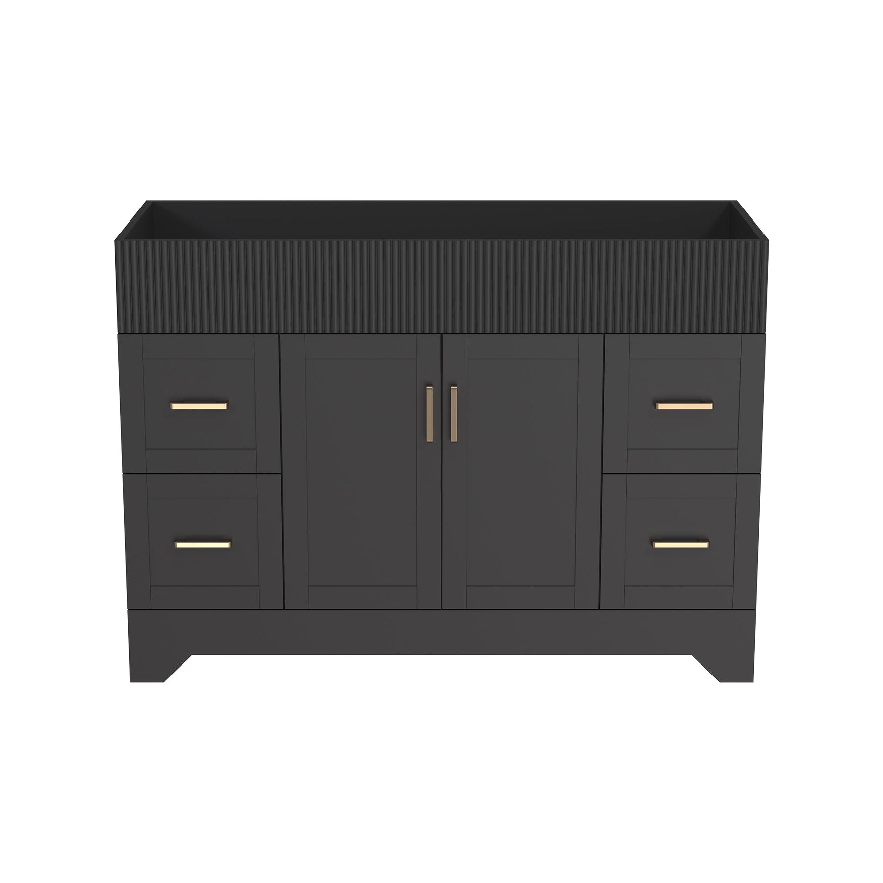 Waterfall 48’’ RTA Freestanding Vanity Cabinet Base with Vertical Striped Decor (Countertop & Sink Not Included) 浴室柜