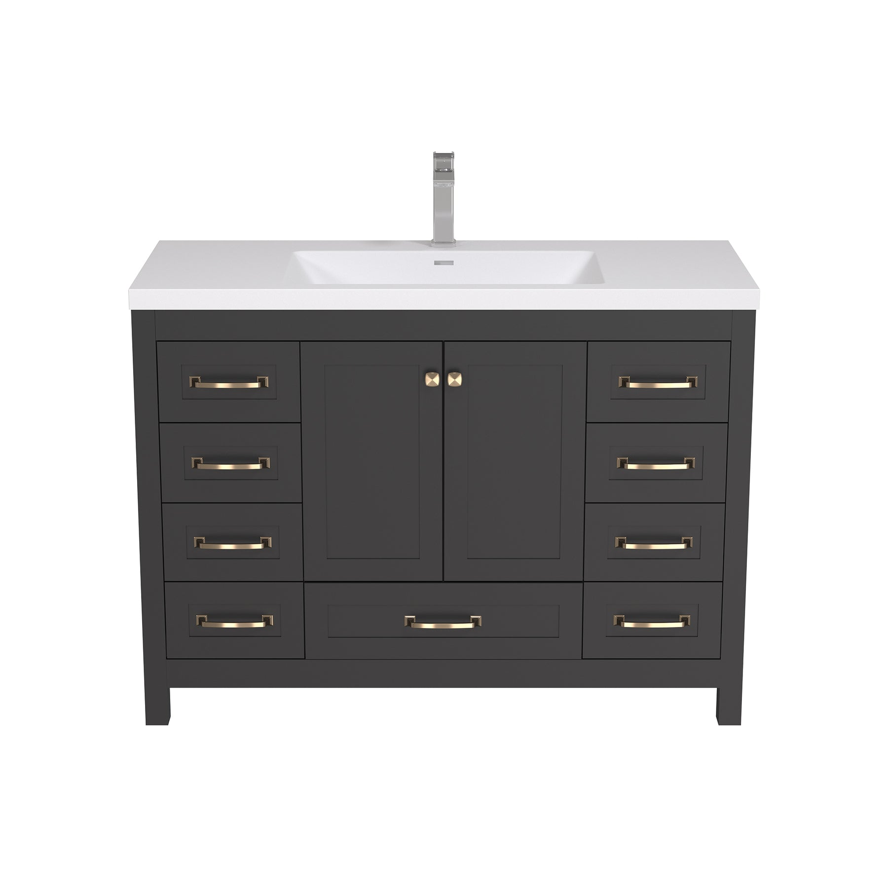 48" Rectangular Integrated SMC Bathroom Sink with Faucet & Drain Kit (Fits eclife Modern-48 & Waterfall-48 Bases)