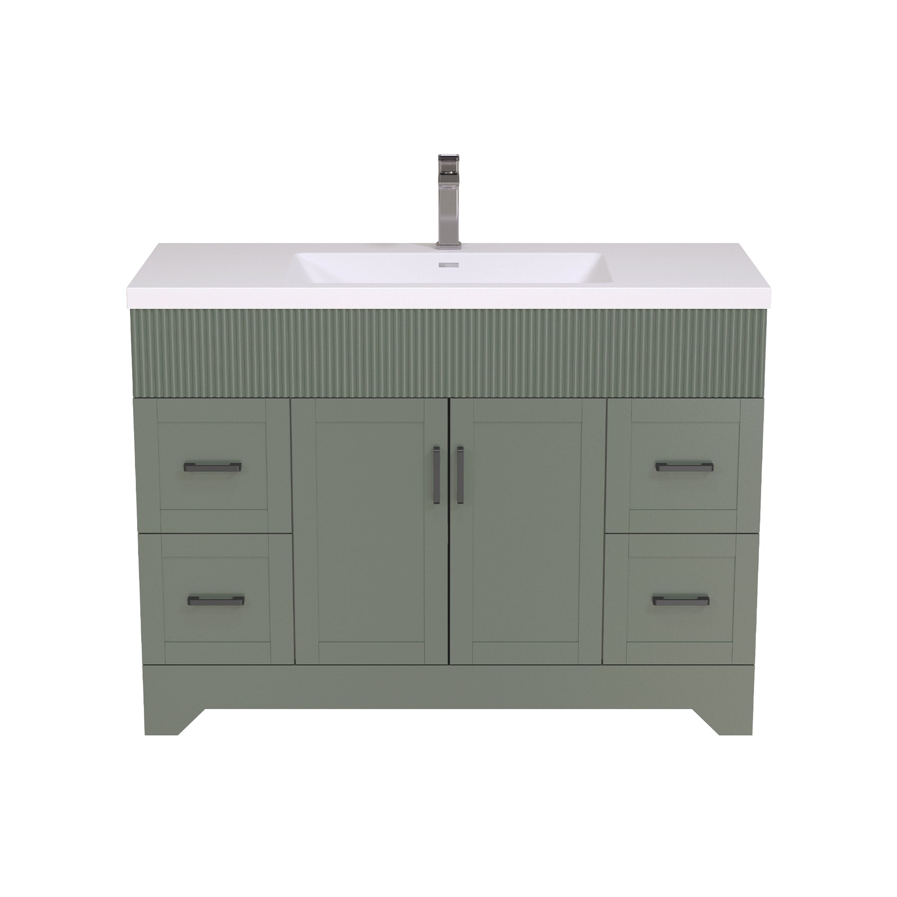 48" Rectangular Integrated SMC Bathroom Sink with Faucet & Drain Kit (Fits eclife Modern-48 & Waterfall-48 Bases)