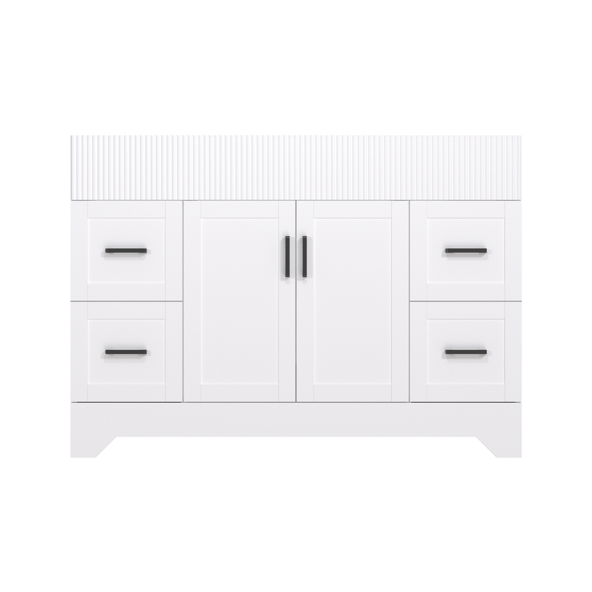 Waterfall 48’’ RTA Freestanding Vanity Cabinet Base with Vertical Striped Decor (Countertop & Sink Not Included) White
