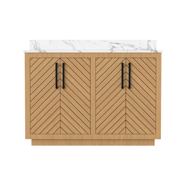 Zoom 48" Freestanding Double Vanity Cabinets with Chevron Pattern