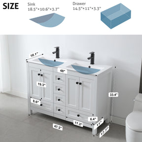 Eclife 48" Bathroom Double sinks Vanities Cabinet with Sink Combo Set