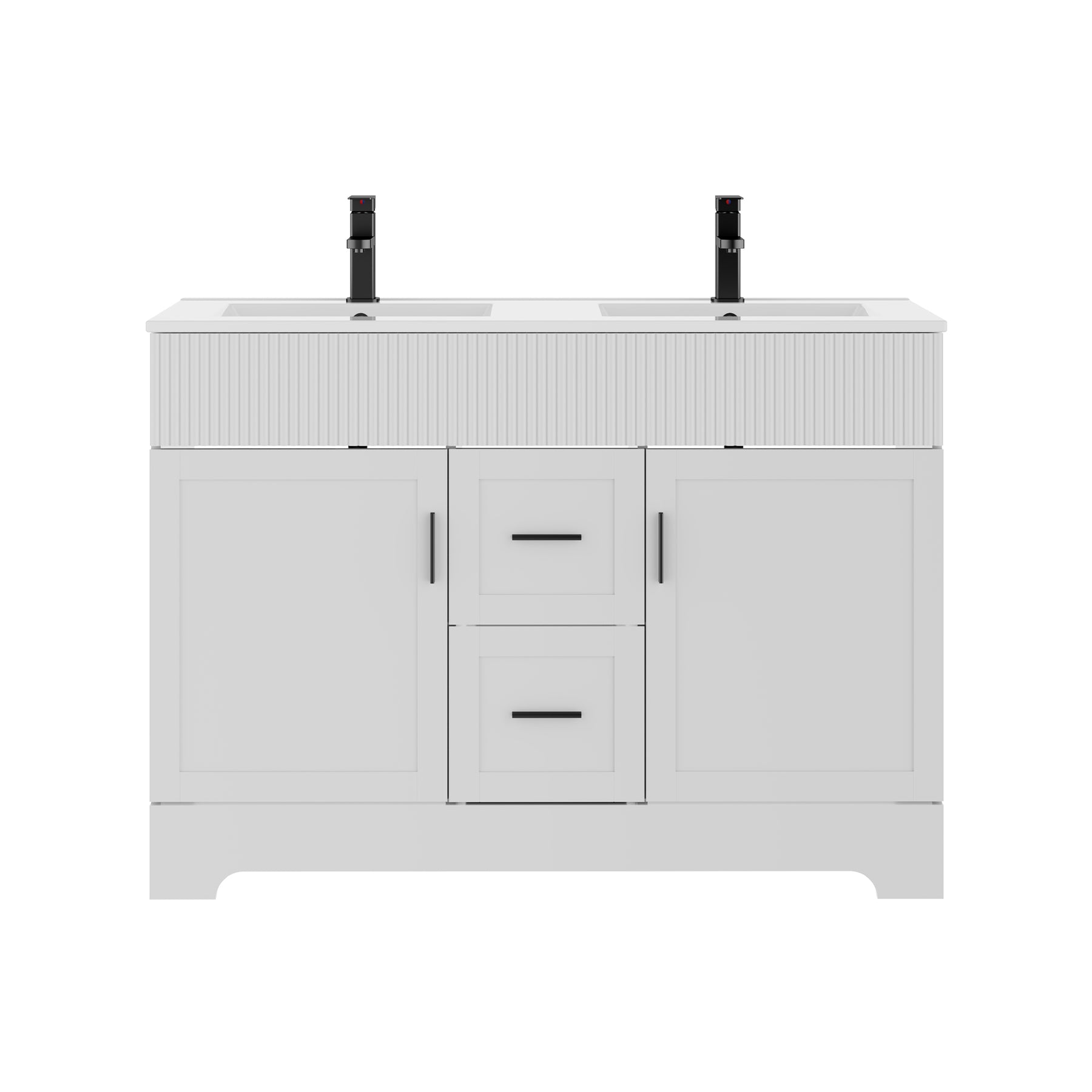 Waterfall  48" Freestanding Double Vanity Cabinets with Decoration Lines