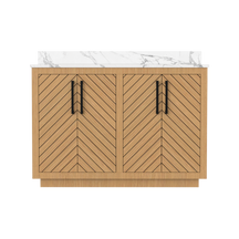 Zoom 48" Freestanding Double Vanity Cabinets with Chevron Pattern