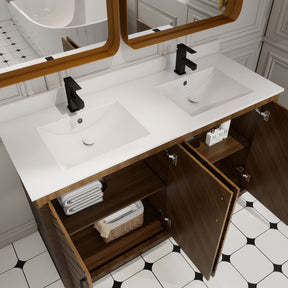 Zoom 48" Freestanding Double Vanity Cabinets with Chevron Pattern