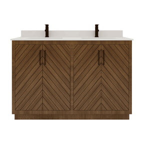Zoom 48" Freestanding Double Vanity Cabinets with Chevron Pattern
