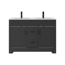 Waterfall  48" Freestanding Double Vanity Cabinets with Decoration Lines