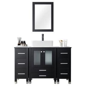 Classic 48" Black Freestanding Bathroom Vanity side cabinet combo with Single Sink & Mirror