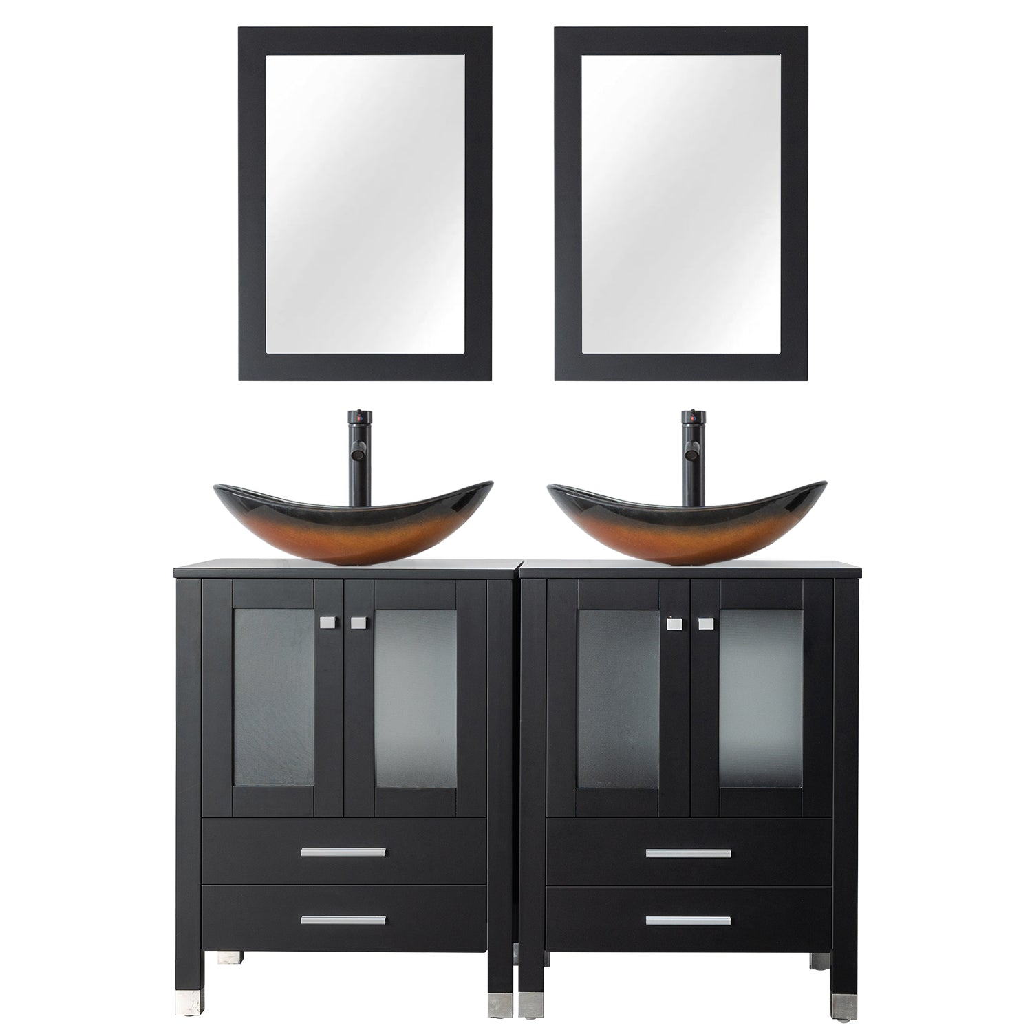 Eclife 48" Double Bathroom Vanity Sink Combos with Solid Wood Construction and Painted Frame - Black