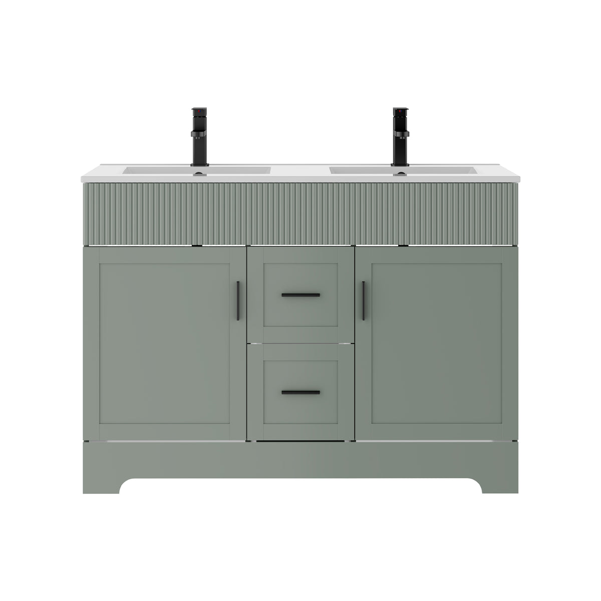 Waterfall  48" Freestanding Double Vanity Cabinets with Decoration Lines