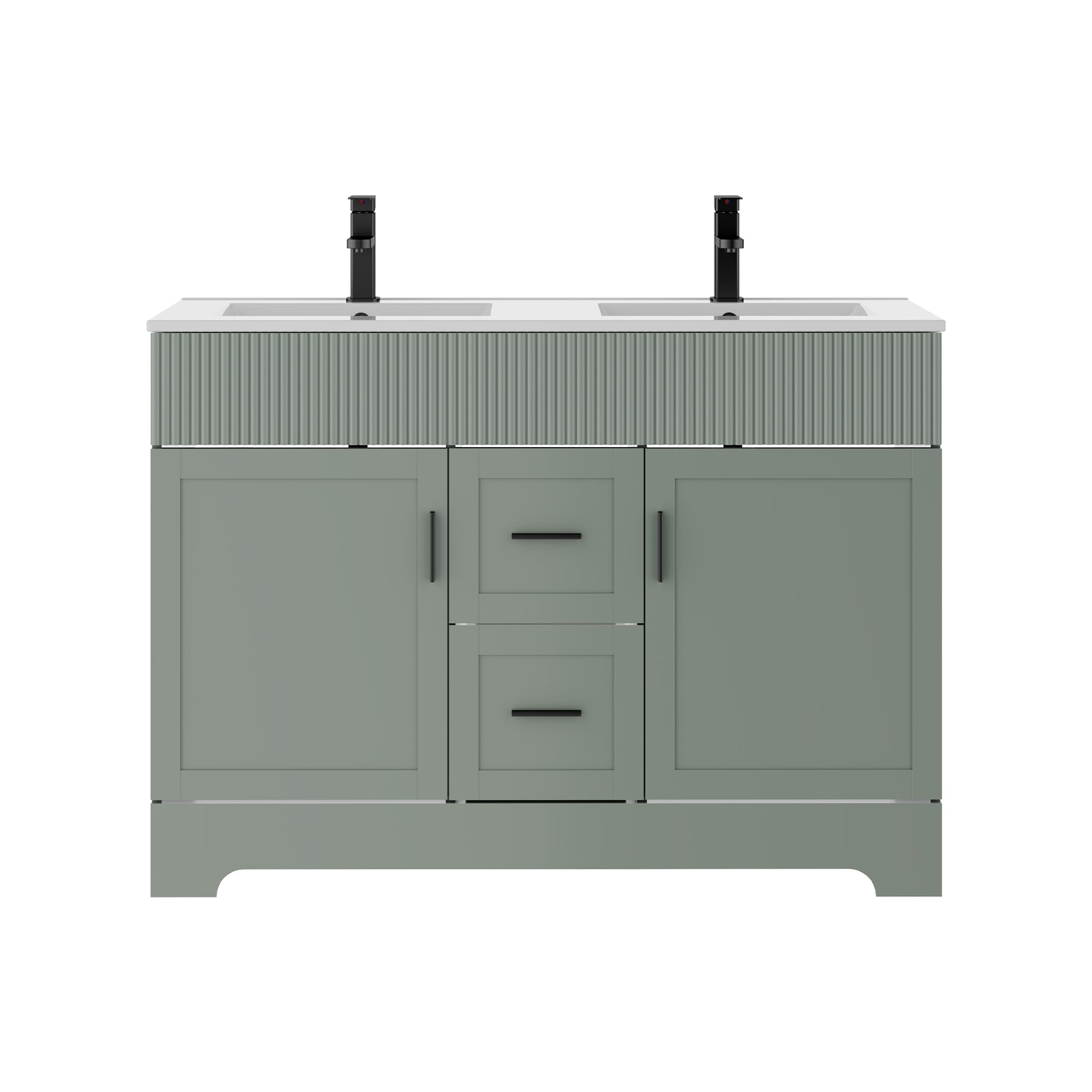 Waterfall  48" Freestanding Double Vanity Cabinets with Decoration Lines