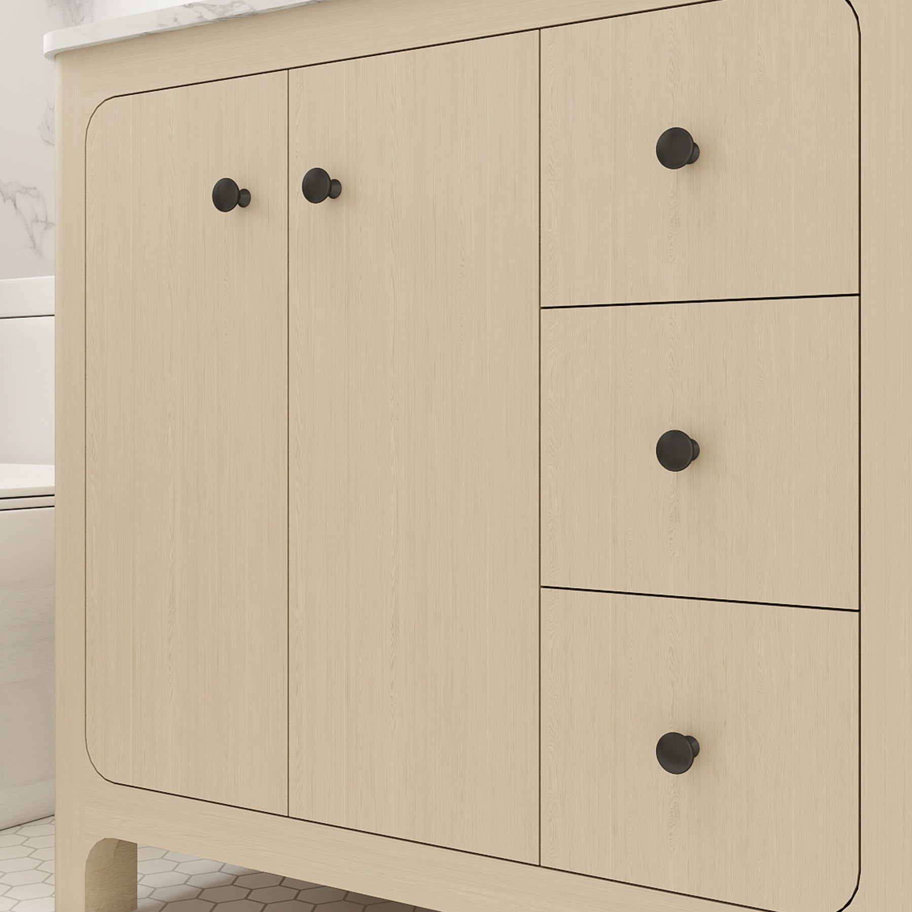 Canyon 36" Freestanding Single Vanity Cabinet with Curved Design