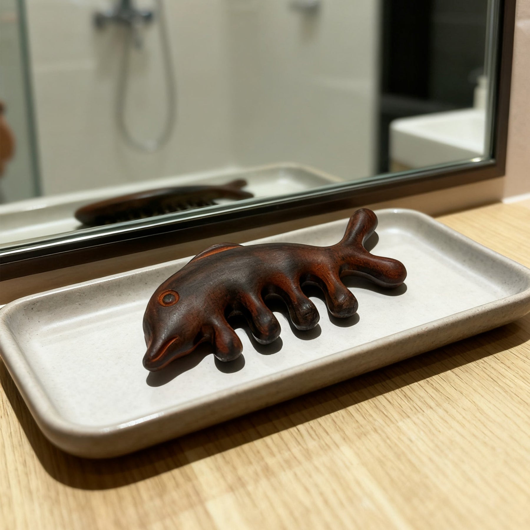 Pre-Order Exclusive | Handmade Red Sandalwood Dolphin Massage Comb | Limited Scarcity Natural Wood Comb for Scalp & Body