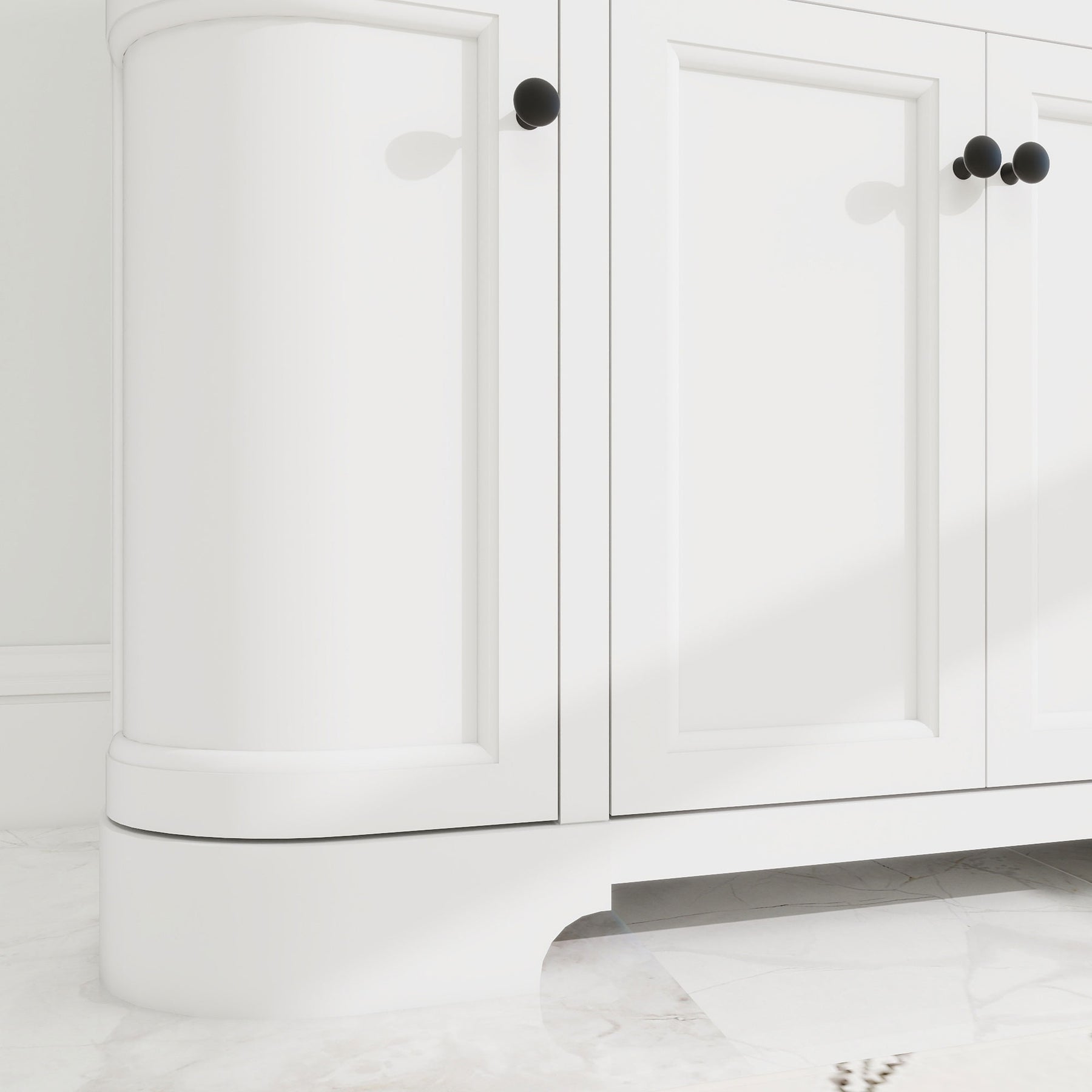 Opuluxe 48" Freestanding Single Vanity Cabinets with Curved Design