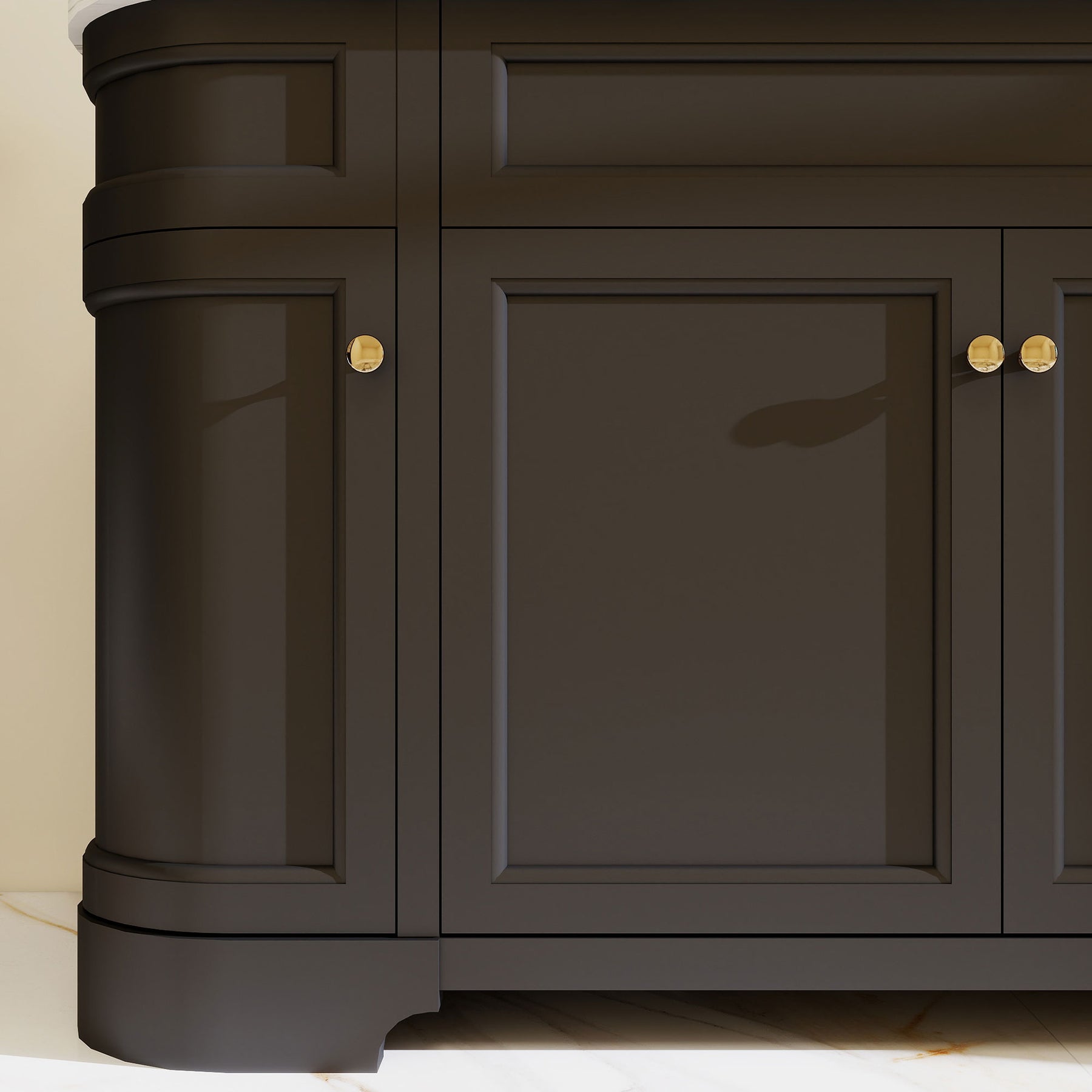 Opuluxe 60" Freestanding Double Vanity Cabinets with Curved Design