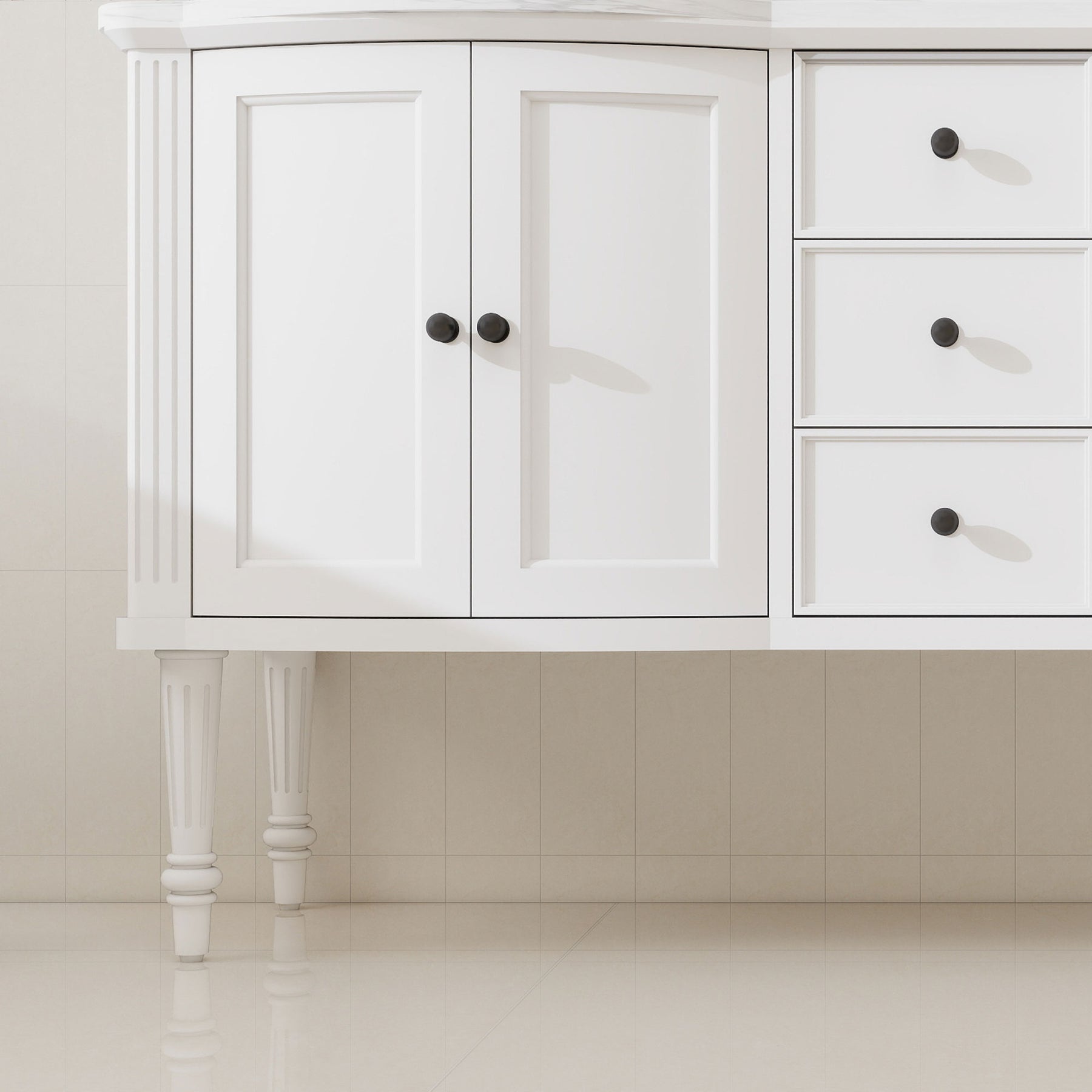 Elara 60" Freestanding Double Vanity Cabinets with Solid Wood Legs
