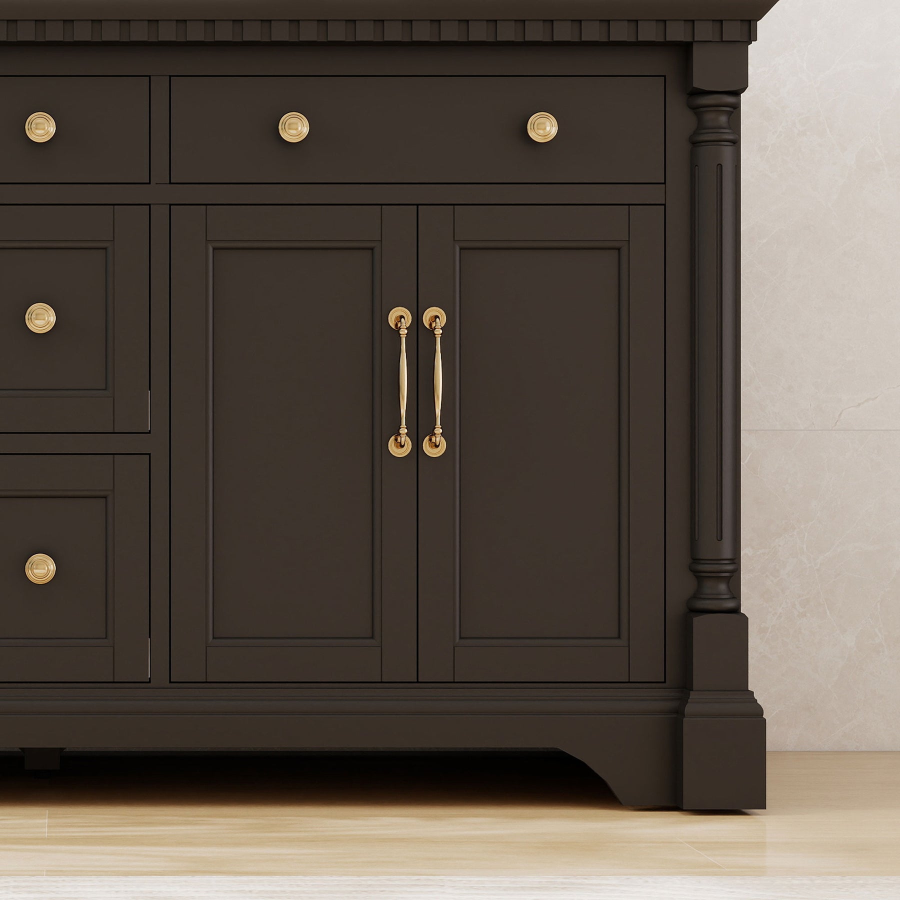 Acro 60" Freestanding Double Vanity Cabinets with Arch Feet