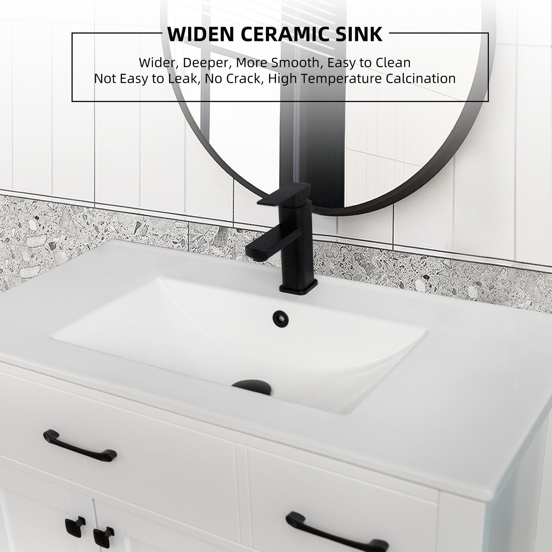 Eclife 36" Bathroom Vanity Cabinet with Undermount Vessel Sink Combo
