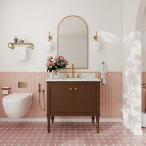 Verve 36" Freestanding Single Vanity – Bath Cabinet with Solid Wood, Artificial Stone Top (2 Doors, Assembled)