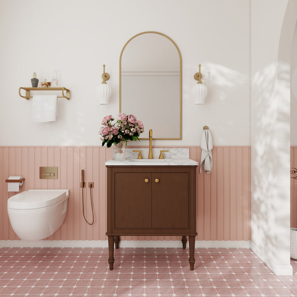 Verve 30" Freestanding Single Vanity – Bath Cabinet with Solid Wood, Artificial Stone Top (2 Doors, Assembled)