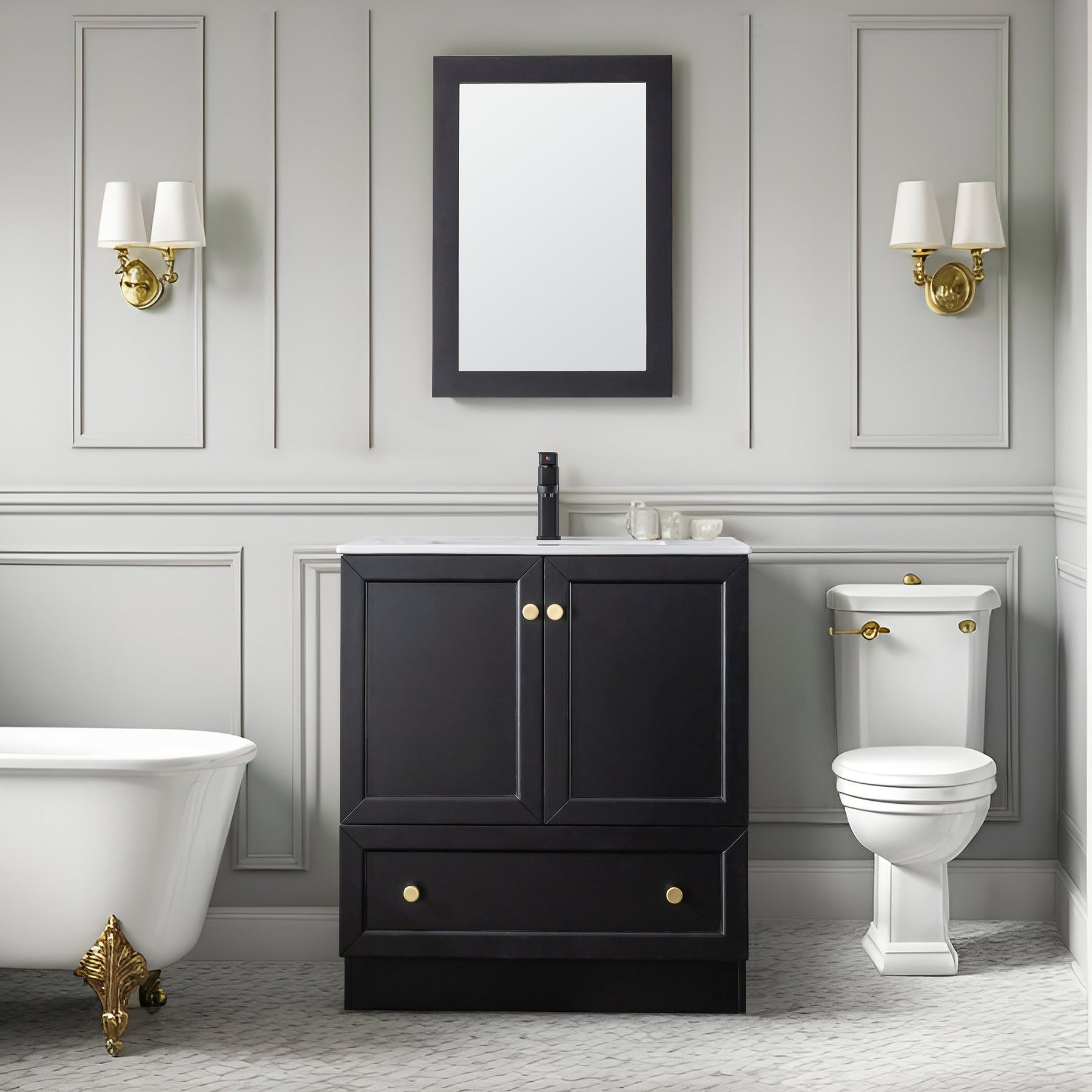 eclife 30" Bathroom Vanity Combo Set with Kitchen Base Design, Shaker Style