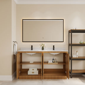 Zoom 60" Freestanding Double Vanity Cabinets with Chevron Pattern