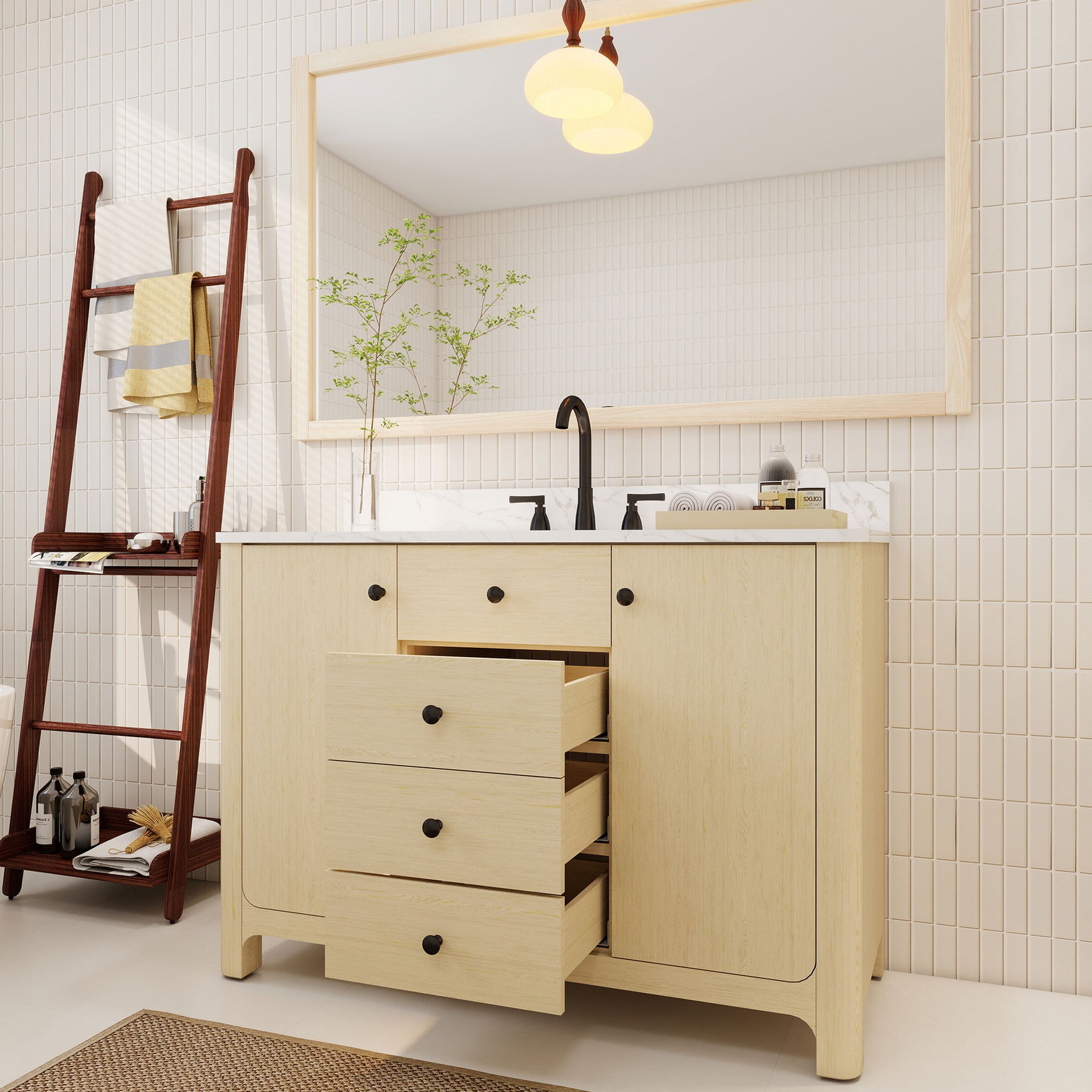 Canyon 48" Freestanding Single Vanity Cabinets with Curved Design