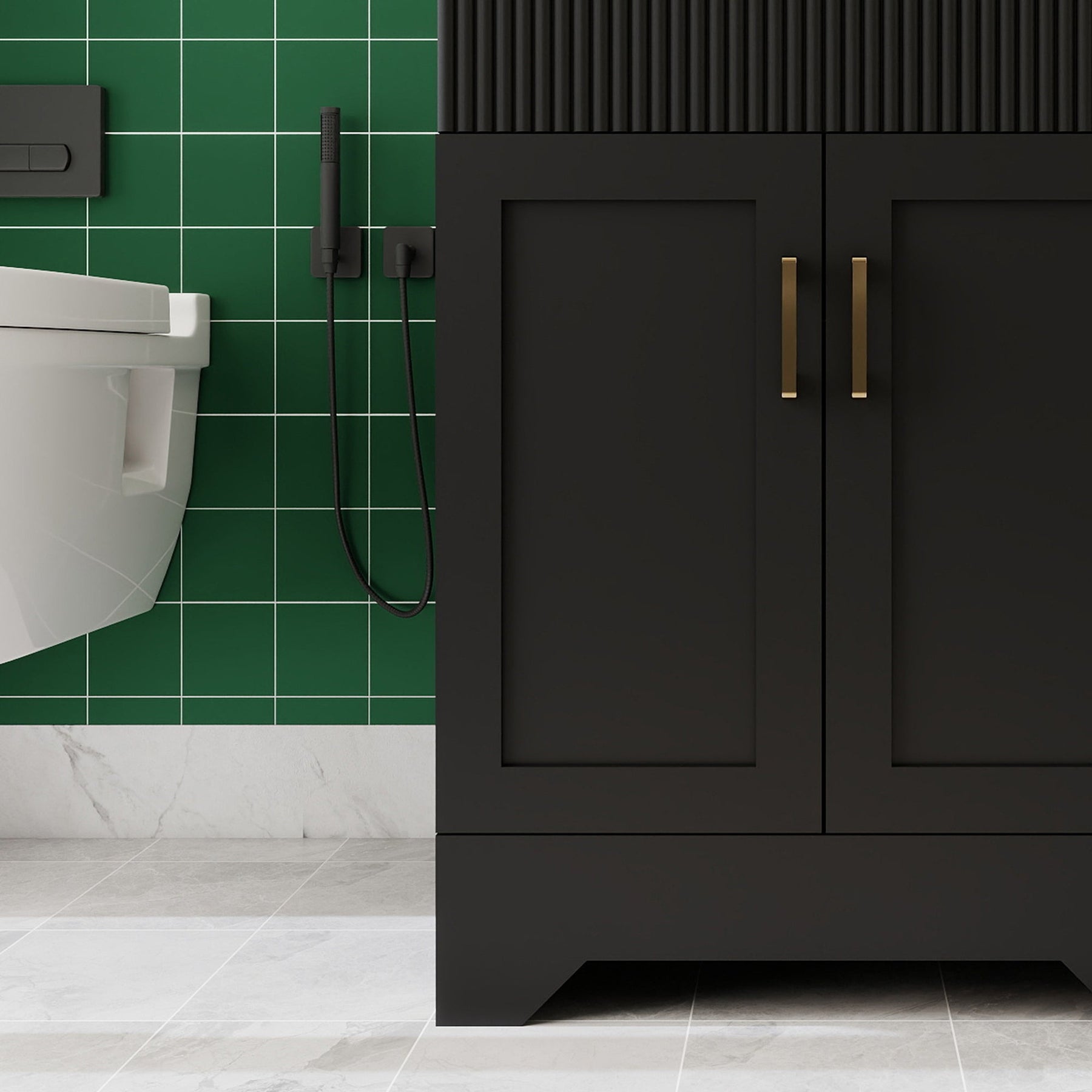 Waterfall 24’’ RTA Freestanding Vanity Cabinet Base with Vertical Striped Decor (Countertop & Sink Not Included) 浴室柜