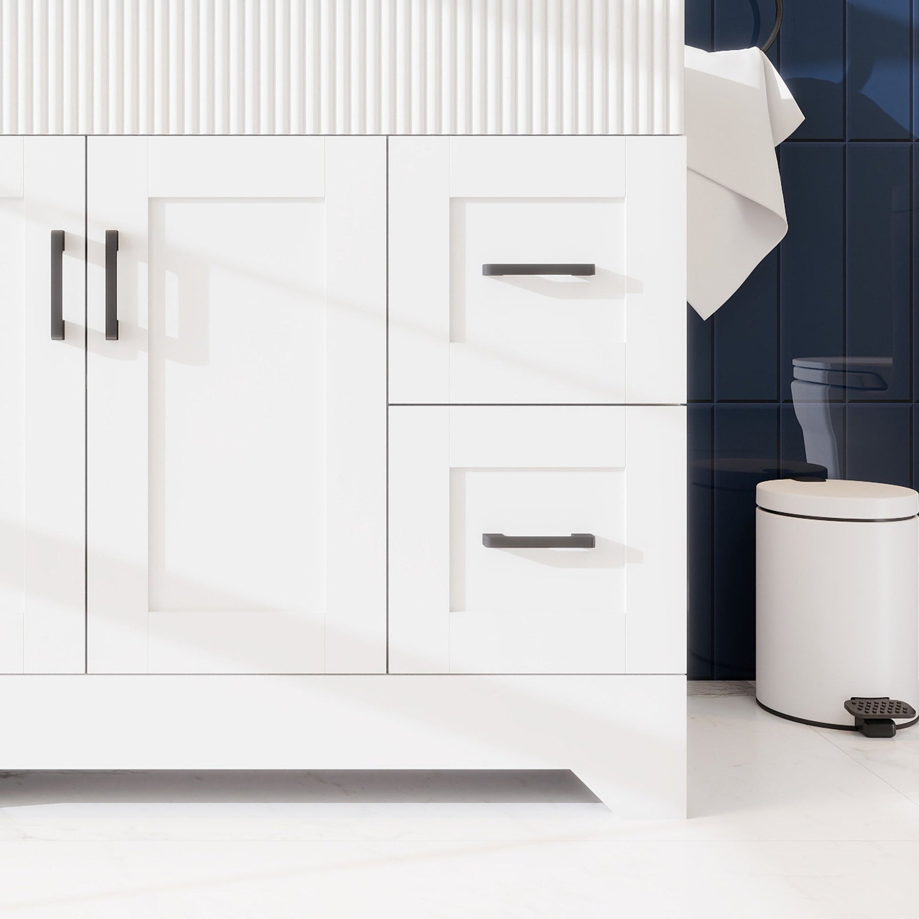 Waterfall 36’’ RTA Freestanding Vanity Cabinet Base with Vertical Striped Decor (Countertop & Sink Not Included) 浴室柜