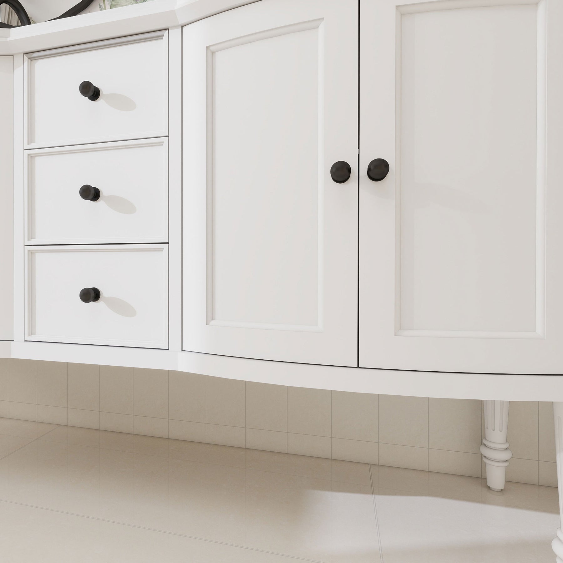 Elara 60" Freestanding Double Vanity Cabinets with Solid Wood Legs