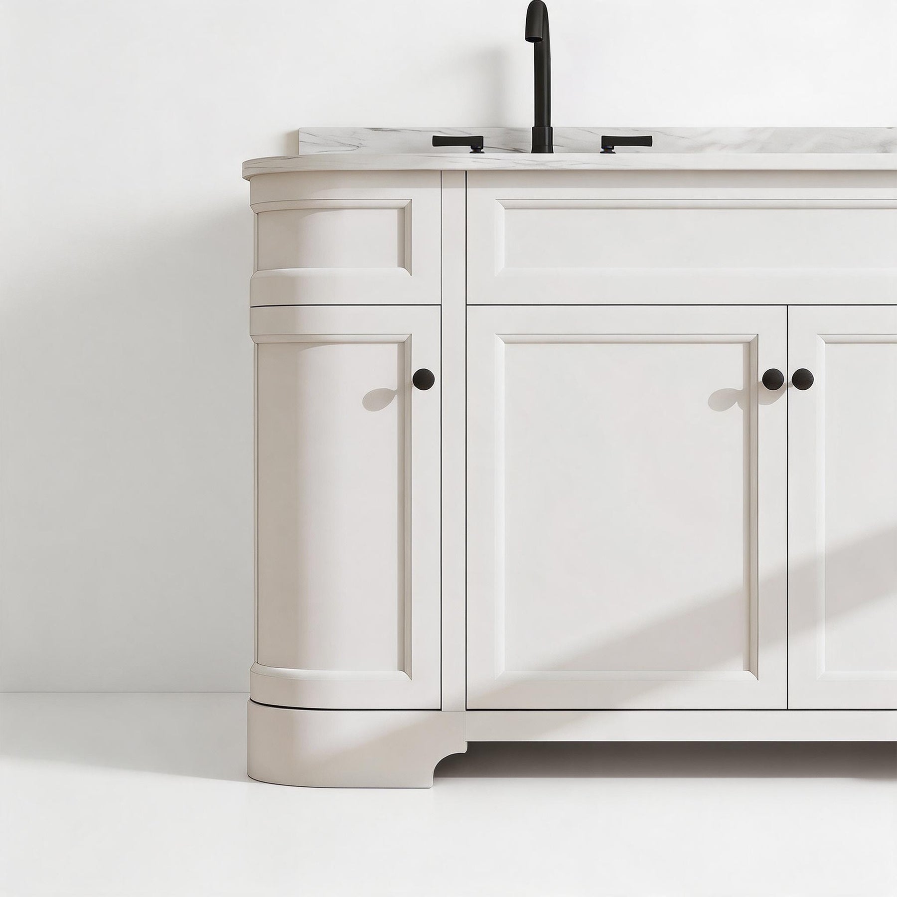 Opuluxe 60" Freestanding Double Vanity Cabinets with Curved Design