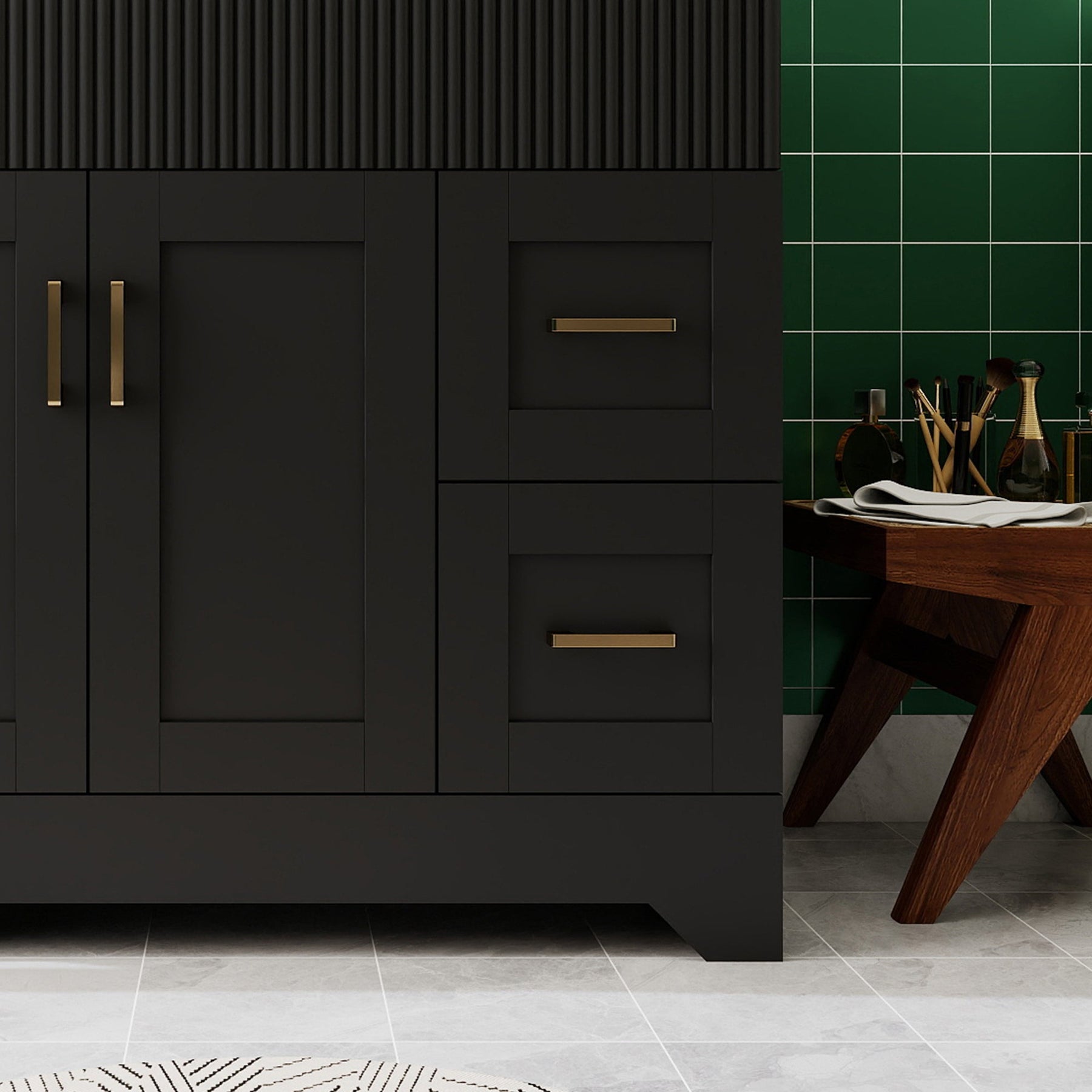 Waterfall 36’’ RTA Freestanding Vanity Cabinet Base with Vertical Striped Decor (Countertop & Sink Not Included) 浴室柜