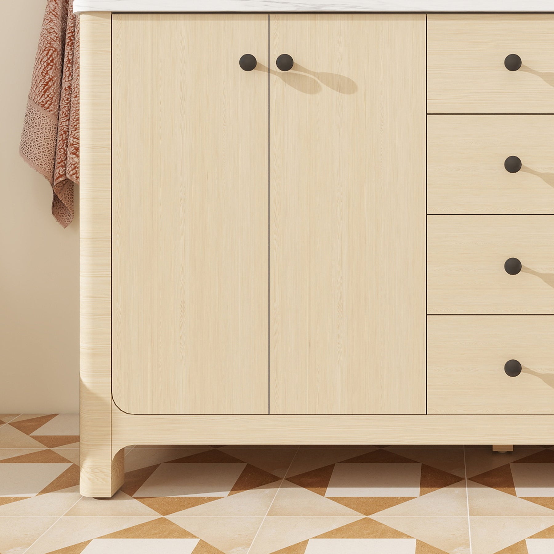 Canyon 60" Freestanding Double Vanity Cabinet with Curved Design