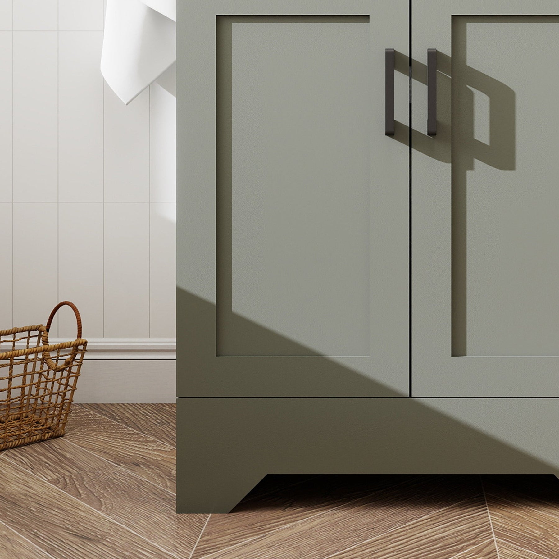 Waterfall 24’’ RTA Freestanding Vanity Cabinet Base with Vertical Striped Decor (Countertop & Sink Not Included) 浴室柜