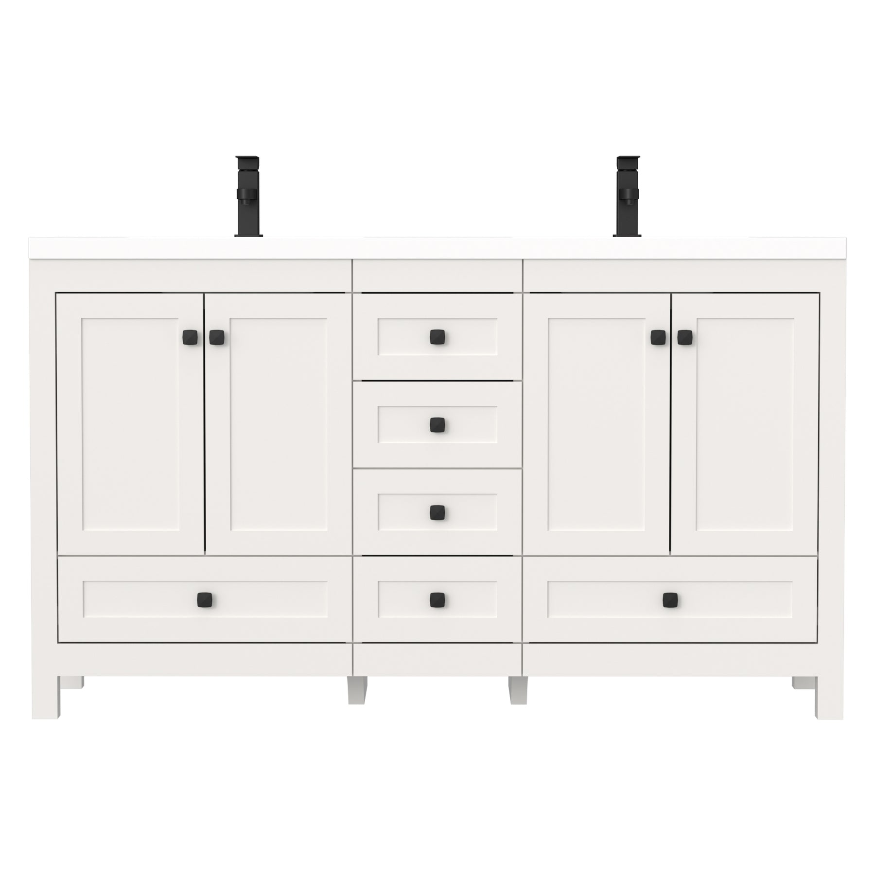 Modern 60" Freestanding Double Vanity Cabinets with Classic Design