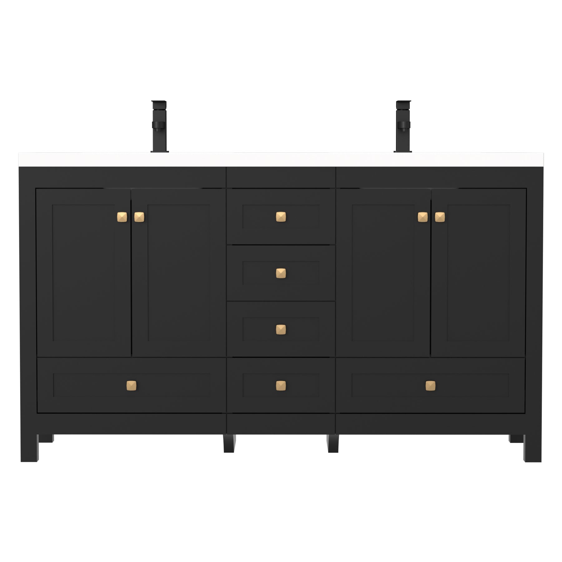 Modern 60" Freestanding Double Vanity Cabinets with Classic Design