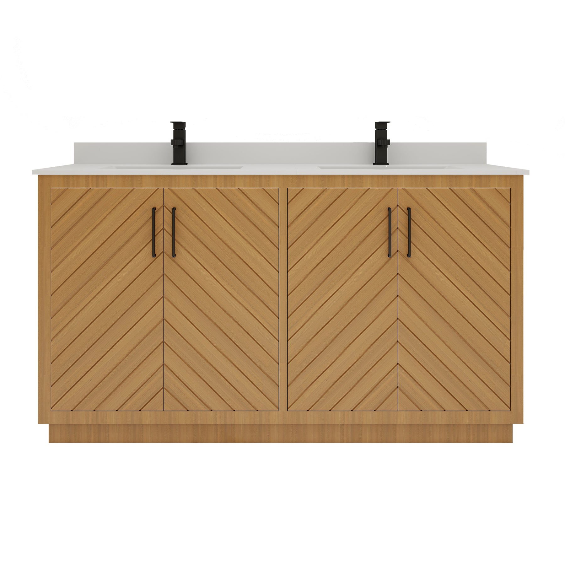 Zoom 60" Freestanding Double Vanity Cabinets with Chevron Pattern
