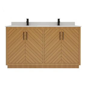Zoom 60" Freestanding Double Vanity Cabinets with Chevron Pattern