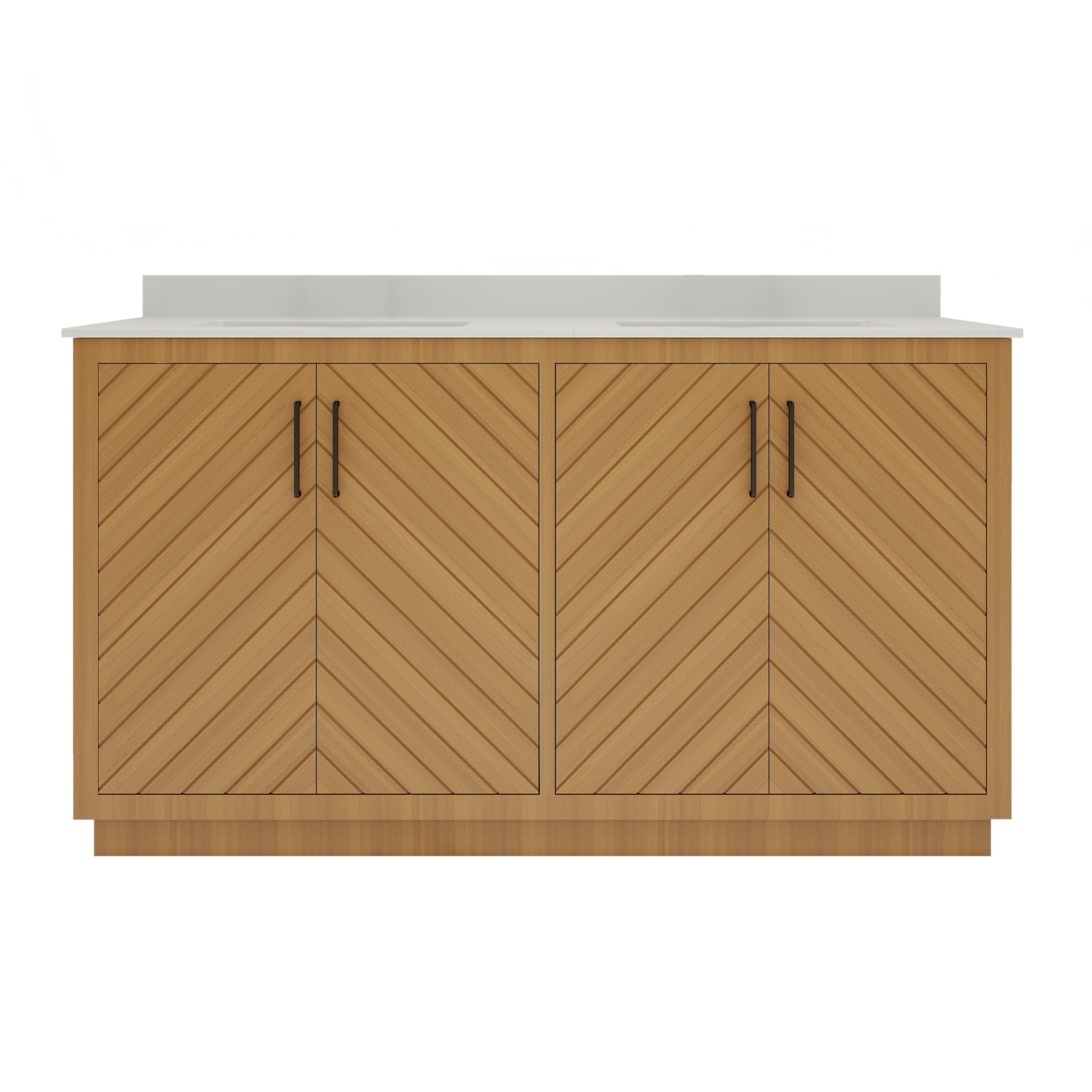 Zoom 60" Freestanding Double Vanity Cabinets with Chevron Pattern