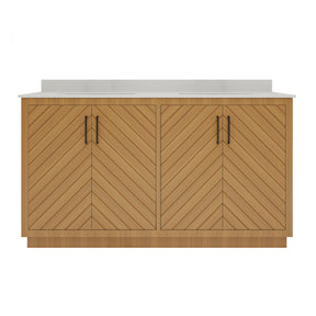 Zoom 60" Freestanding Double Vanity Cabinets with Chevron Pattern