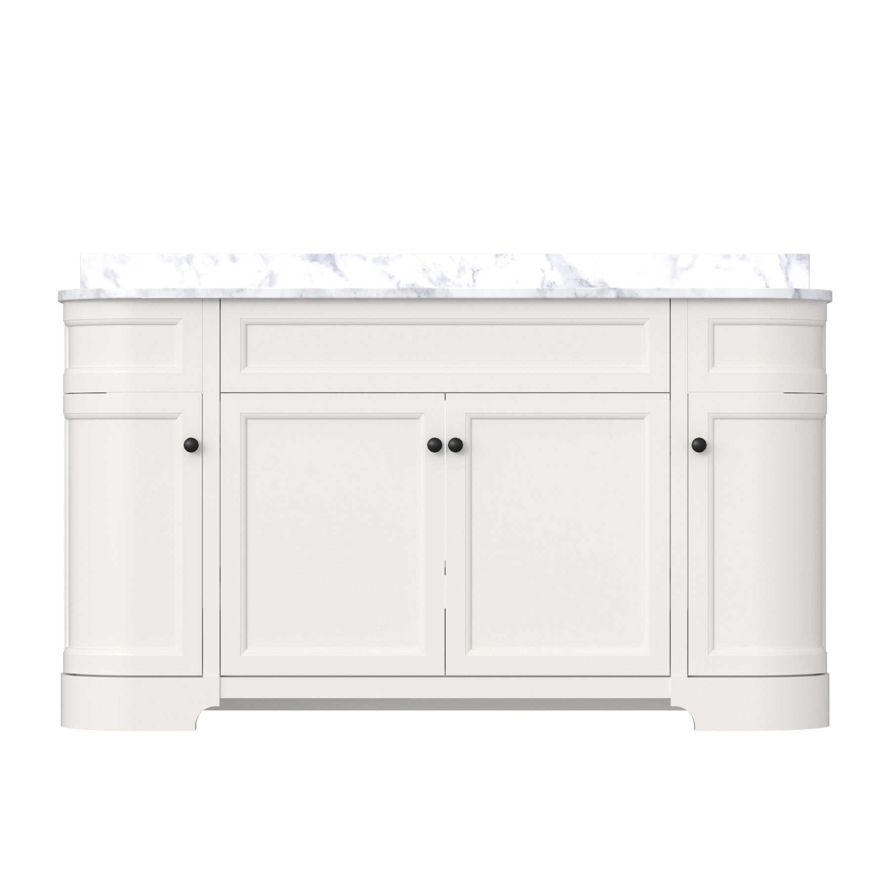 Opuluxe 60" Freestanding Double Vanity Cabinets with Curved Design