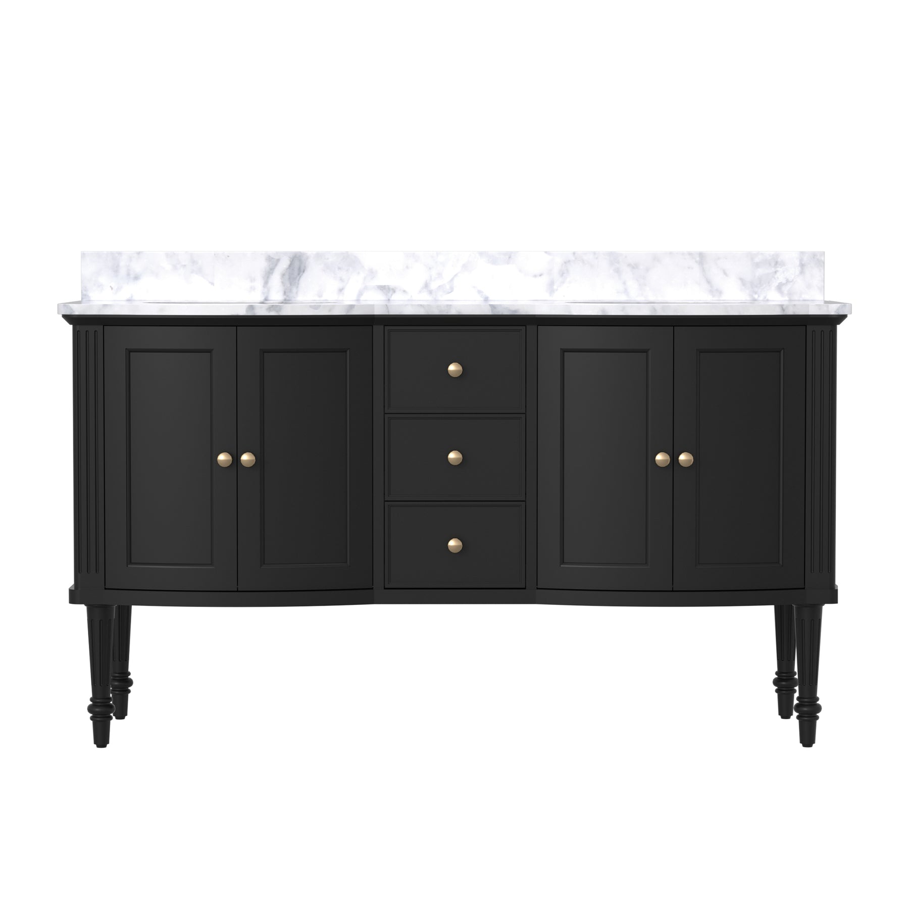 Elara 60" Freestanding Double Vanity Cabinets with Solid Wood Legs