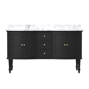 Elara 60" Freestanding Double Vanity Cabinets with Solid Wood Legs