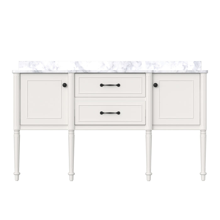 Modish 60’’ Wall Mounted Single Vanity Cabinets Cabinets with Solid Wood Legs Lvory White 浴室柜